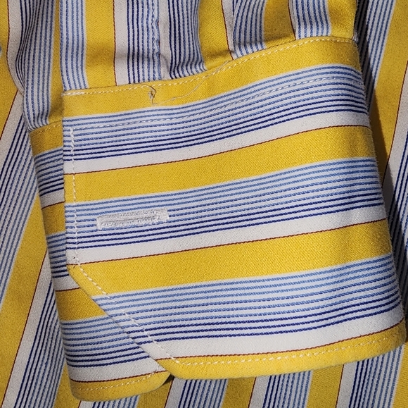 Bugatchi Yellow And Blue LS‎ Dress Shirt No Size - Picture 5 of 8